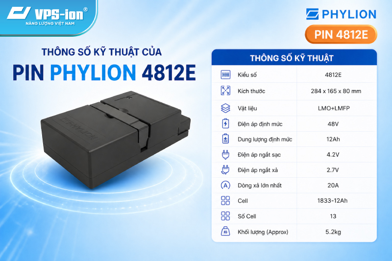 Thông số kỹ thuật pin lithium Phylion 4812E